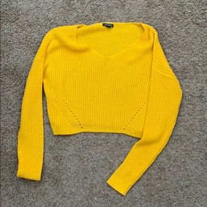 yellow cropped sweater